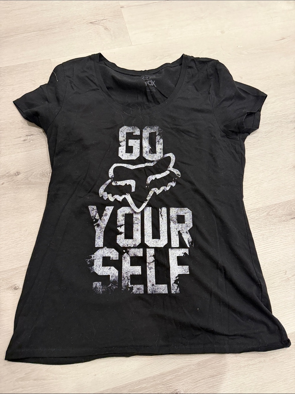 Fox Black V-Neck 'Go Yourself' Graphic Tee